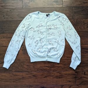 H&M Cardigan Birds Seafoam Green UK 8/ US 4